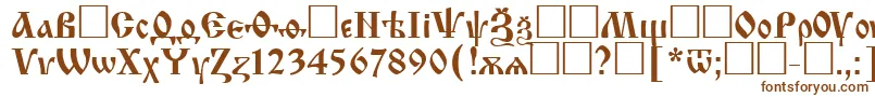 Izhitsactt-Schriftart – Braune Schriften auf weißem Hintergrund