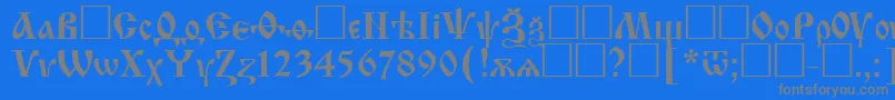 Izhitsactt-Schriftart – Graue Schriften auf blauem Hintergrund