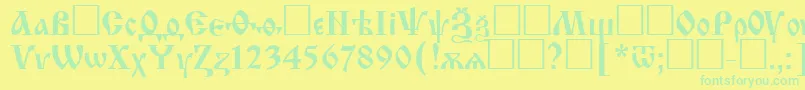 Izhitsactt Font – Green Fonts on Yellow Background