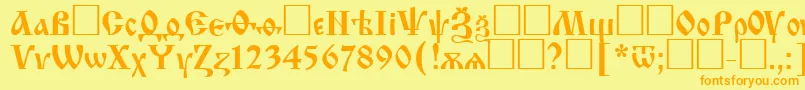 Izhitsactt Font – Orange Fonts on Yellow Background
