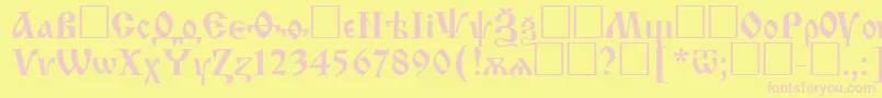 Izhitsactt-fontti – vaaleanpunaiset fontit keltaisella taustalla
