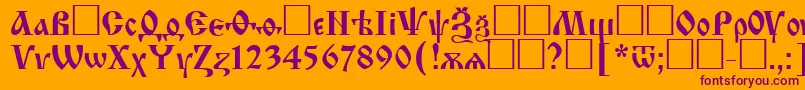 Izhitsactt-fontti – violetit fontit oranssilla taustalla