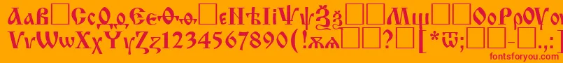 フォントIzhitsactt – オレンジの背景に赤い文字