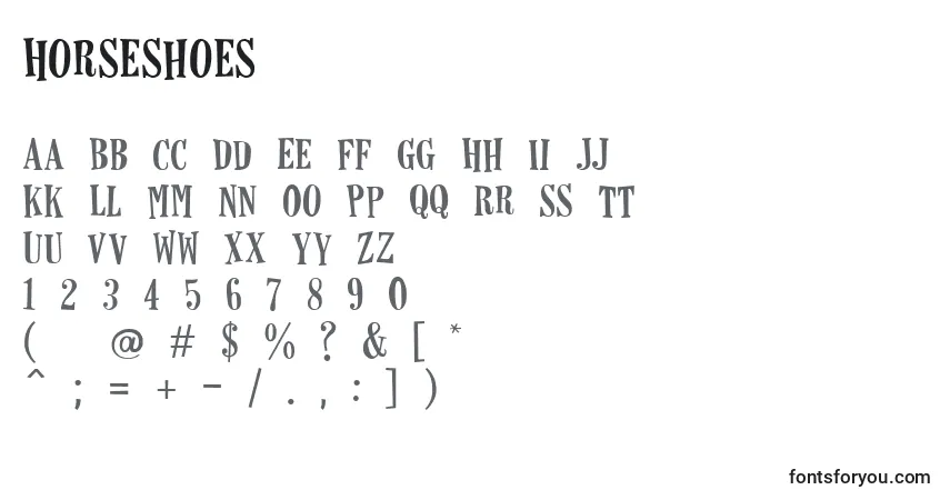 Schriftart Horseshoes (39376) – Alphabet, Zahlen, spezielle Symbole