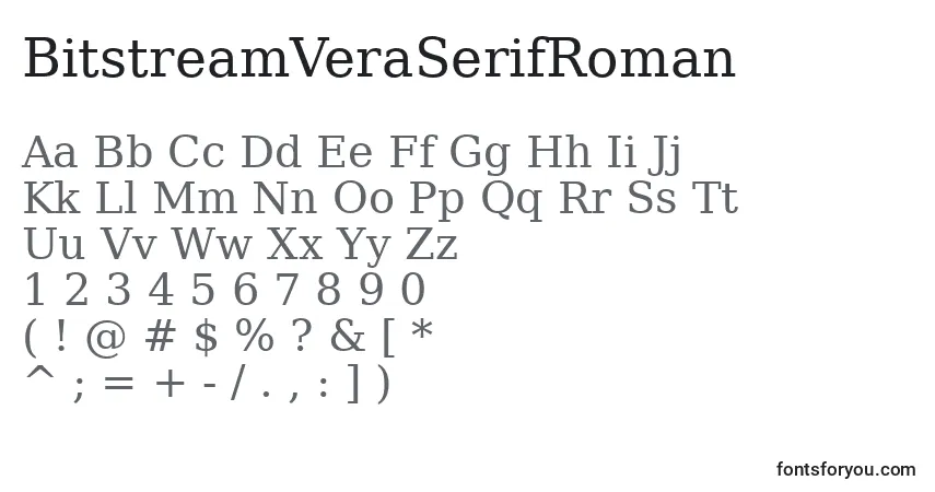 Шрифт BitstreamVeraSerifRoman – алфавит, цифры, специальные символы
