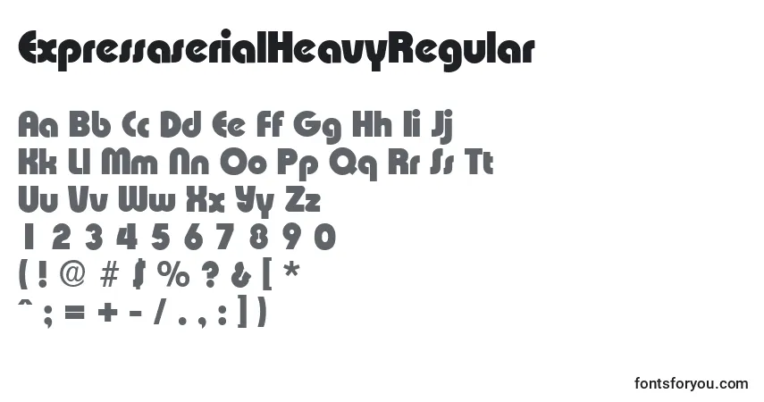 A fonte ExpressaserialHeavyRegular – alfabeto, números, caracteres especiais