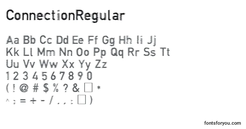 A fonte ConnectionRegular – alfabeto, números, caracteres especiais