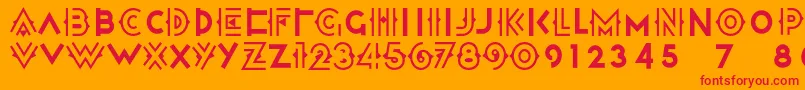 Halcyondaysnf-Schriftart – Rote Schriften auf orangefarbenem Hintergrund