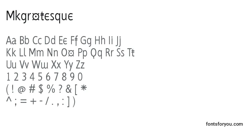 A fonte Mkgrotesque – alfabeto, números, caracteres especiais
