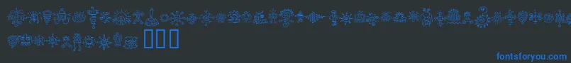 Jiggerypokery-Schriftart – Blaue Schriften auf schwarzem Hintergrund