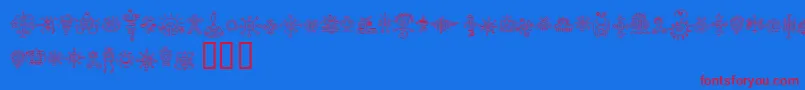 Jiggerypokery Font – Red Fonts on Blue Background