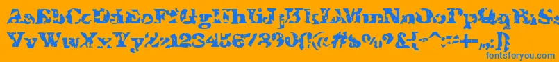 IShotTheSheriff-Schriftart – Blaue Schriften auf orangefarbenem Hintergrund