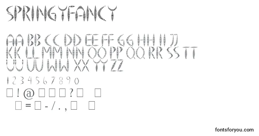 A fonte SpringyFancy – alfabeto, números, caracteres especiais