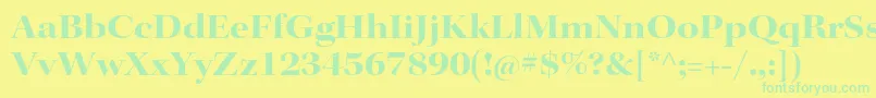 Fonte KeplerstdBoldextdisp – fontes verdes em um fundo amarelo