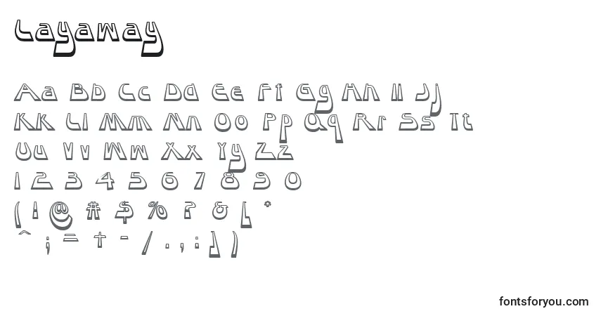 Czcionka Layaway – alfabet, cyfry, specjalne znaki