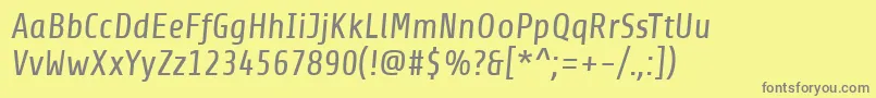Fonte ShareItalic – fontes cinzas em um fundo amarelo