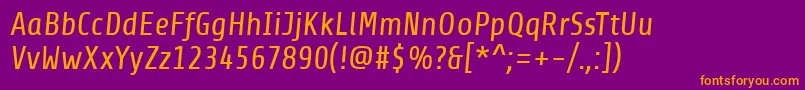 ShareItalic-fontti – oranssit fontit violetilla taustalla