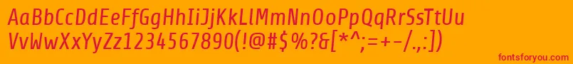 Czcionka ShareItalic – czerwone czcionki na pomarańczowym tle
