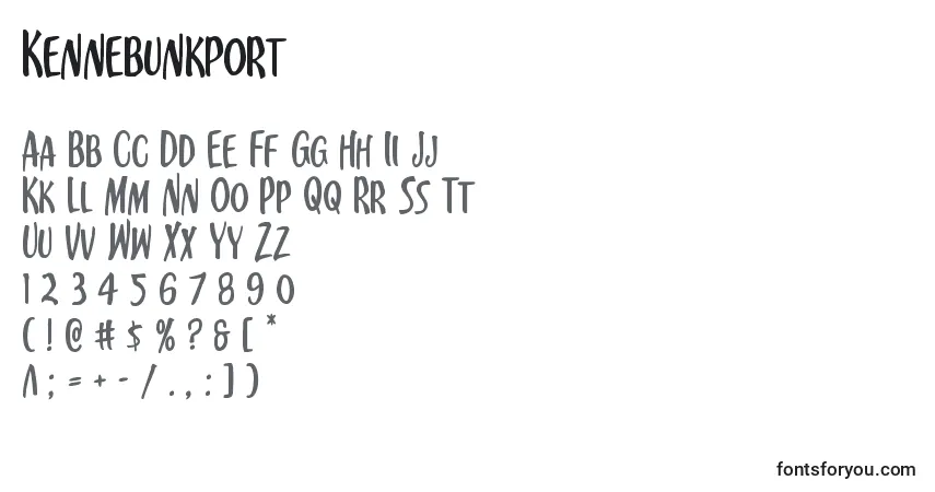 Шрифт Kennebunkport – алфавит, цифры, специальные символы