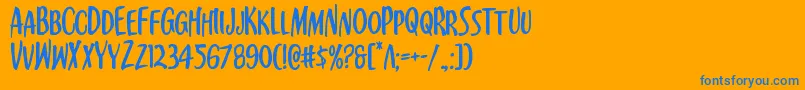 Kennebunkport-Schriftart – Blaue Schriften auf orangefarbenem Hintergrund
