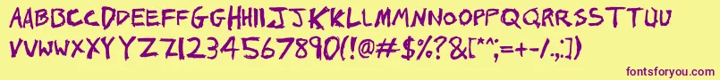 1000hurt Font – Purple Fonts on Yellow Background