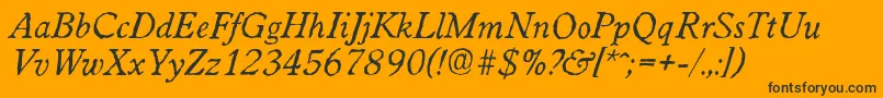 WorcesterantiqueItalic-Schriftart – Schwarze Schriften auf orangefarbenem Hintergrund