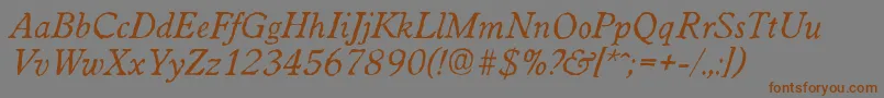 Weitere Informationen zur WorcesterantiqueItalic-Schriftart WorcesterantiqueItalic-Schriftart – Braune Schriften auf grauem Hintergrund