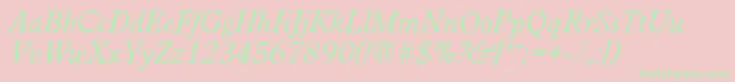 WorcesterantiqueItalic-Schriftart – Grüne Schriften auf rosa Hintergrund