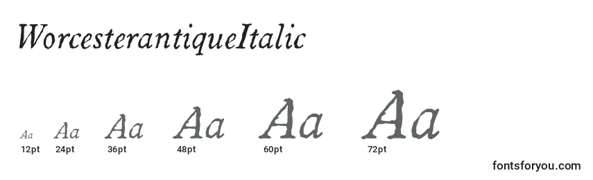 Размеры шрифта WorcesterantiqueItalic