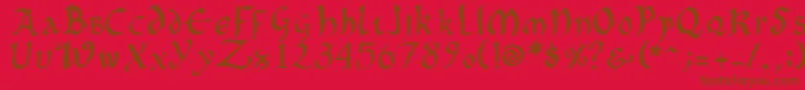 フォントOncialePhf – 赤い背景に茶色の文字