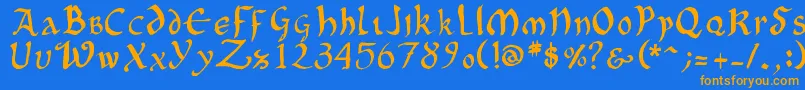 OncialePhf Font – Orange Fonts on Blue Background
