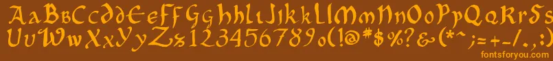 OncialePhf Font – Orange Fonts on Brown Background