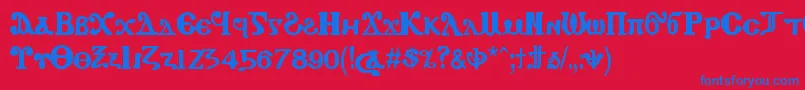 フォントCopticEyesCopticLetters – 赤い背景に青い文字