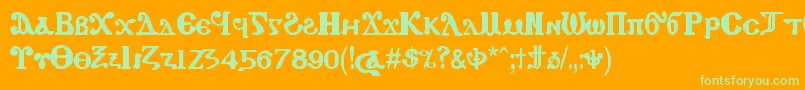 CopticEyesCopticLetters Font – Green Fonts on Orange Background