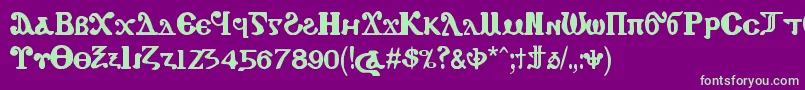 CopticEyesCopticLetters Font – Green Fonts on Purple Background