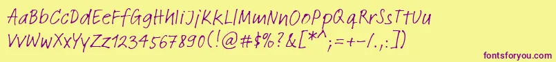 LinotypeFeltpenRegular Font – Purple Fonts on Yellow Background