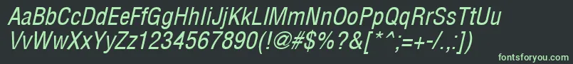 Fonte Arenacondensed Italic – fontes verdes em um fundo preto