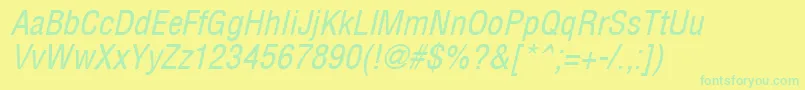 Fonte Arenacondensed Italic – fontes verdes em um fundo amarelo