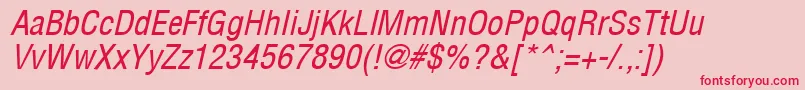フォントArenacondensed Italic – ピンクの背景に赤い文字