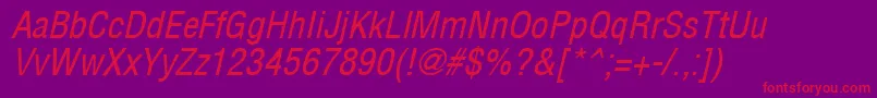 Arenacondensed Italic Font – Red Fonts on Purple Background