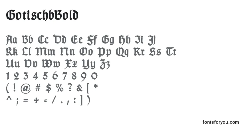 A fonte GotischbBold – alfabeto, números, caracteres especiais
