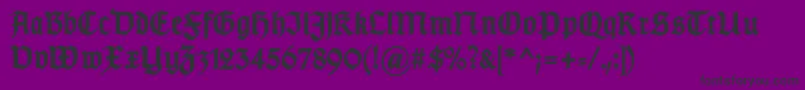 Weitere Informationen zur GotischbBold-Schriftart GotischbBold-Schriftart – Schwarze Schriften auf violettem Hintergrund