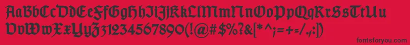 GotischbBold-Schriftart – Schwarze Schriften auf rotem Hintergrund