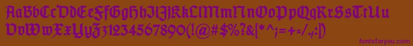 GotischbBold-Schriftart – Violette Schriften auf braunem Hintergrund