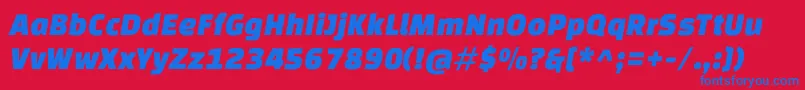 Fonte ChangaoneItalic – fontes azuis em um fundo vermelho