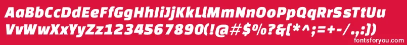 ChangaoneItalic-fontti – valkoiset fontit punaisella taustalla