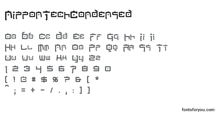 A fonte NipponTechCondensed – alfabeto, números, caracteres especiais