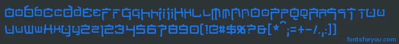 NipponTechCondensed-fontti – siniset fontit mustalla taustalla