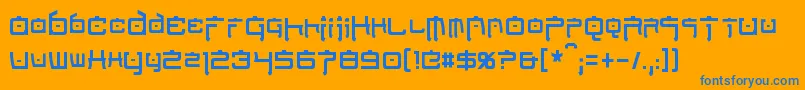 NipponTechCondensed-Schriftart – Blaue Schriften auf orangefarbenem Hintergrund