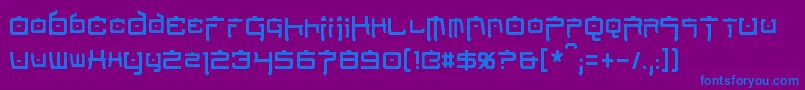 フォントNipponTechCondensed – 紫色の背景に青い文字